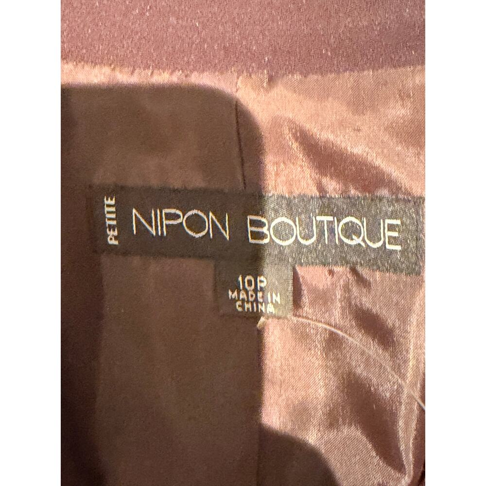 Nipon Boutique Brown Peplum Blazer 3-Button Petite 10P - Picture 3 of 8
